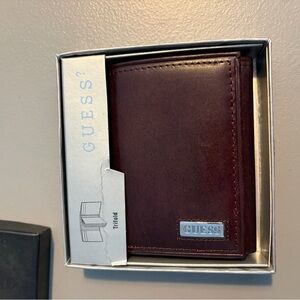 Guess Burgundy Leather Trifold Wallet
